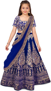 kedar fab girls lehenga choli ethnic wear embroidered lehenga choli and dupatta set dark blue pack of 1