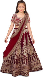 kedar fab girls lehenga choli ethnic wear embroidered lehenga choli and dupatta set maroon pack of 1