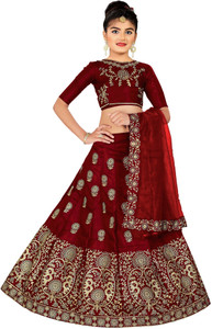 kedar fab girls lehenga choli ethnic wear embroidered lehenga choli and dupatta set maroon pack of 3