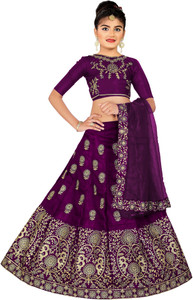 kedar fab girls lehenga choli ethnic wear embroidered lehenga choli and dupatta set purple pack of 3