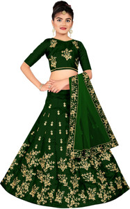 kedar fab girls lehenga choli ethnic wear embroidered lehenga choli and dupatta set green pack of 1