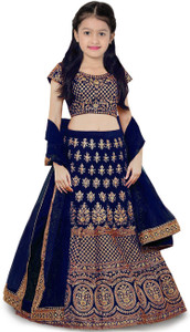 kedar fab girls lehenga choli ethnic wear embroidered lehenga choli and dupatta set dark blue pack of 1