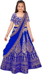 kedar fab girls lehenga choli ethnic wear embroidered lehenga choli and dupatta set light blue pack of 1