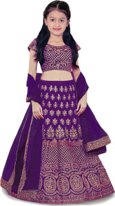 kedar fab girls lehenga choli ethnic wear embroidered lehenga choli and dupatta set purple pack of 1