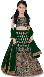 kedar fab girls lehenga choli ethnic wear embroidered lehenga choli and dupatta set green pack of 1