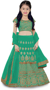 kedar fab girls lehenga choli ethnic wear embroidered lehenga choli and dupatta set light green pack of 1