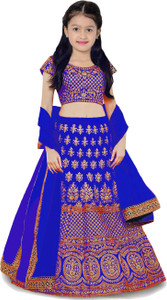 kedar fab girls lehenga choli ethnic wear embroidered lehenga choli and dupatta set light blue pack of 1
