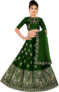 kedar fab girls lehenga choli ethnic wear embroidered lehenga choli and dupatta set green pack of 3