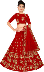 kedar fab girls lehenga choli ethnic wear embroidered lehenga choli and dupatta set red pack of 1