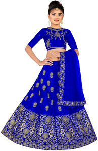 kedar fab girls lehenga choli ethnic wear embroidered lehenga choli and dupatta set light blue pack of 3