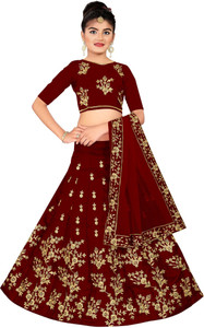 kedar fab girls lehenga choli ethnic wear embroidered lehenga choli and dupatta set maroon pack of 1