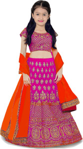 kedar fab girls lehenga choli ethnic wear embroidered lehenga choli and dupatta set pink pack of 1