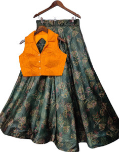 kedar fab girls lehenga choli ethnic wear printed lehenga choli dark green pack of 1