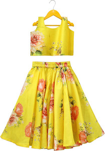 kedar fab girls lehenga choli ethnic wear printed lehenga choli yellow pack of 1