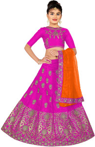kedar fab girls lehenga choli ethnic wear embroidered lehenga choli and dupatta set pink pack of 3