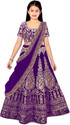 Kedar Fab Girls Lehenga Choli Ethnic Wear Embroidered Lehenga, Choli and Dupatta Set (Purple, Pack of 1)