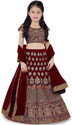 Kedar Fab Girls Lehenga Choli Ethnic Wear Embroidered Lehenga, Choli and Dupatta Set (Maroon, Pack of 1)