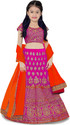 Kedar Fab Girls Lehenga Choli Ethnic Wear Embroidered Lehenga, Choli and Dupatta Set (Pink, Pack of 1)