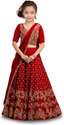 Kedar Fab Girls Lehenga Choli Ethnic Wear Embroidered Lehenga, Choli and Dupatta Set (Red, Pack of 1)