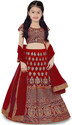 Kedar Fab Girls Lehenga Choli Ethnic Wear Embroidered Lehenga, Choli and Dupatta Set (Dark Green, Pack of 1)