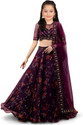 Kedar Fab Girls Lehenga Choli Ethnic Wear Floral Print Lehenga, Choli and Dupatta Set (Purple, Pack of 1)