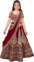 Kedar Fab Girls Lehenga Choli Ethnic Wear Embroidered Lehenga, Choli and Dupatta Set (Maroon, Pack of 1)
