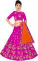 Kedar Fab Girls Lehenga Choli Ethnic Wear Embroidered Lehenga, Choli and Dupatta Set (Pink, Pack of 1)