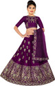 Kedar Fab Girls Lehenga Choli Ethnic Wear Embroidered Lehenga, Choli and Dupatta Set (Purple, Pack of 3)