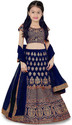 Kedar Fab Girls Lehenga Choli Ethnic Wear Embroidered Lehenga, Choli and Dupatta Set (Dark Blue, Pack of 1)