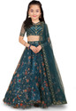Kedar Fab Girls Lehenga Choli Ethnic Wear Floral Print Lehenga, Choli and Dupatta Set (Blue, Pack of 1)