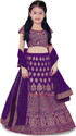 Kedar Fab Girls Lehenga Choli Ethnic Wear Embroidered Lehenga, Choli and Dupatta Set (Purple, Pack of 1)