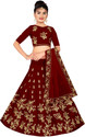 Kedar Fab Girls Lehenga Choli Ethnic Wear Embroidered Lehenga, Choli and Dupatta Set (Maroon, Pack of 1)