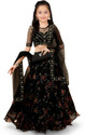 Kedar Fab Girls Lehenga Choli Ethnic Wear Floral Print Lehenga, Choli and Dupatta Set (Black, Pack of 1)