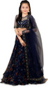 Kedar Fab Girls Lehenga Choli Ethnic Wear Floral Print Lehenga, Choli and Dupatta Set (Dark Blue, Pack of 1)