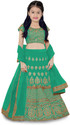 Kedar Fab Girls Lehenga Choli Ethnic Wear Embroidered Lehenga, Choli and Dupatta Set (Light Green, Pack of 1)