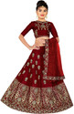 Kedar Fab Girls Lehenga Choli Ethnic Wear Embroidered Lehenga, Choli and Dupatta Set (Maroon, Pack of 3)