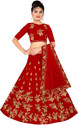 Kedar Fab Girls Lehenga Choli Ethnic Wear Embroidered Lehenga, Choli and Dupatta Set (Red, Pack of 1)