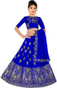 Kedar Fab Girls Lehenga Choli Ethnic Wear Embroidered Lehenga, Choli and Dupatta Set (Light Blue, Pack of 3)