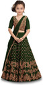 Kedar Fab Girls Lehenga Choli Ethnic Wear Embroidered Lehenga, Choli and Dupatta Set (Green, Pack of 1)
