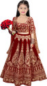 Kedar Fab Girls Lehenga Choli Ethnic Wear Embroidered Lehenga, Choli and Dupatta Set (Red, Pack of 1)