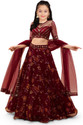 Kedar Fab Girls Lehenga Choli Ethnic Wear Floral Print Lehenga, Choli and Dupatta Set (Maroon, Pack of 1)