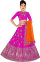 Kedar Fab Girls Lehenga Choli Ethnic Wear Embroidered Lehenga, Choli and Dupatta Set (Pink, Pack of 3)