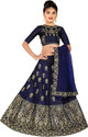 Kedar Fab Girls Lehenga Choli Ethnic Wear Embroidered Lehenga, Choli and Dupatta Set (Dark Blue, Pack of 3)