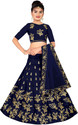 Kedar Fab Girls Lehenga Choli Ethnic Wear Embroidered Lehenga, Choli and Dupatta Set (Dark Blue, Pack of 1)