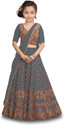 Kedar Fab Girls Lehenga Choli Ethnic Wear Embroidered Lehenga, Choli and Dupatta Set (Grey, Pack of 1)