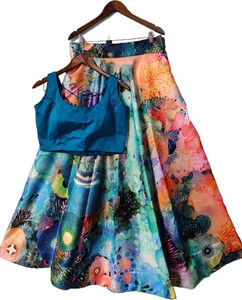kedar fab girls lehenga choli ethnic wear printed lehenga choli blue pack of 1