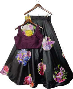 kedar fab girls lehenga choli ethnic wear printed lehenga choli black pack of 1