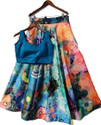 Kedar Fab Girls Lehenga Choli Ethnic Wear Printed Lehenga Choli (Blue, Pack of 1)