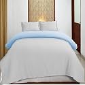 High Thread Count Premium Egyptian Cotton 1000 TC King Size Duvet Cover 1 Piece Duvet Cover Elegant White and Light Blue Solid Color