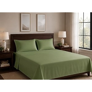 egyptian cotton feel full size flat bedsheet with 2 pillow covers  800 tc soft amp breathable  sage solid pattern for bedrooms and hotels use size 90 x 100 inch